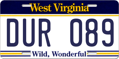 WV license plate DUR089