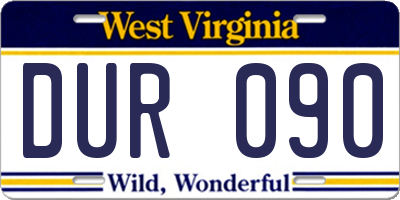 WV license plate DUR090