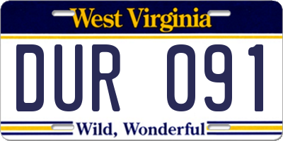 WV license plate DUR091