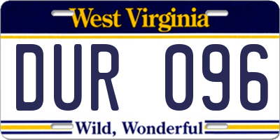 WV license plate DUR096