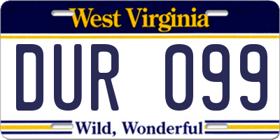 WV license plate DUR099