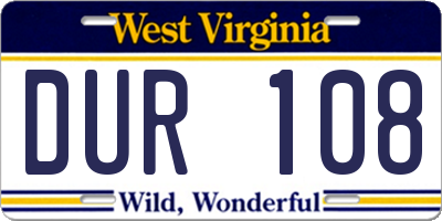 WV license plate DUR108