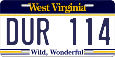 WV license plate DUR114