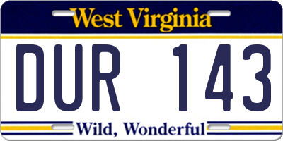 WV license plate DUR143
