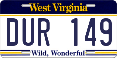 WV license plate DUR149