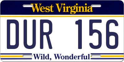 WV license plate DUR156
