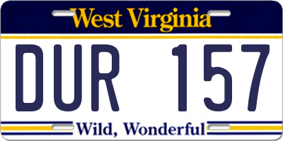 WV license plate DUR157