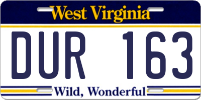 WV license plate DUR163