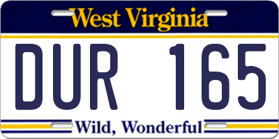 WV license plate DUR165