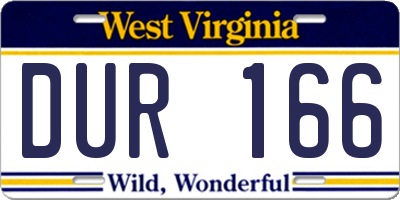 WV license plate DUR166
