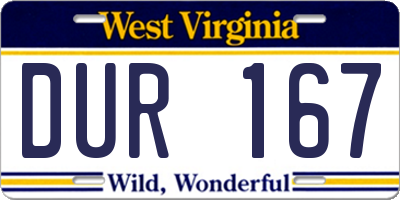 WV license plate DUR167