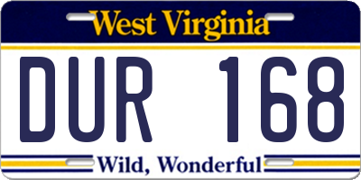 WV license plate DUR168