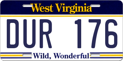 WV license plate DUR176