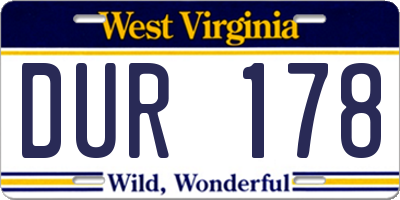 WV license plate DUR178