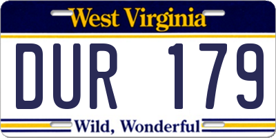 WV license plate DUR179