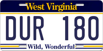 WV license plate DUR180