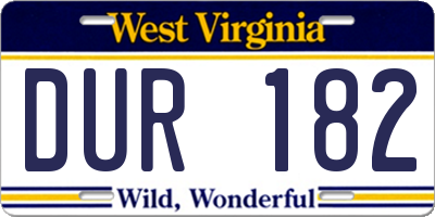 WV license plate DUR182