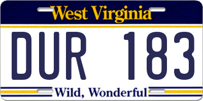WV license plate DUR183