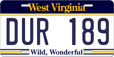 WV license plate DUR189