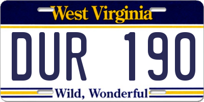 WV license plate DUR190