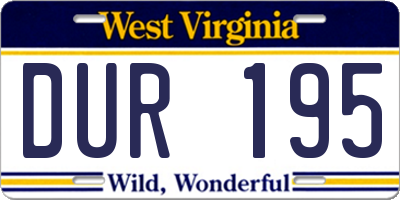 WV license plate DUR195