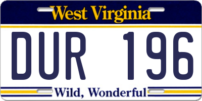 WV license plate DUR196