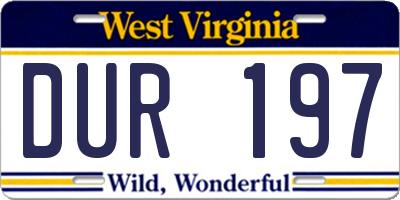 WV license plate DUR197