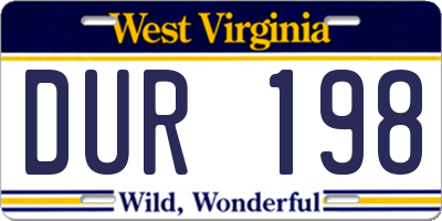 WV license plate DUR198