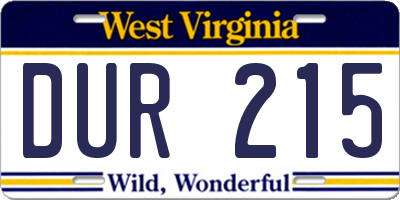 WV license plate DUR215