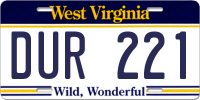 WV license plate DUR221