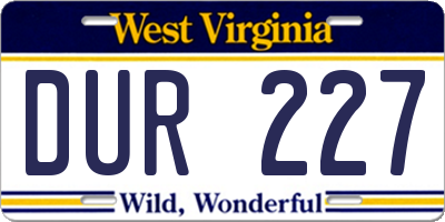 WV license plate DUR227
