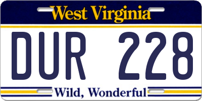 WV license plate DUR228
