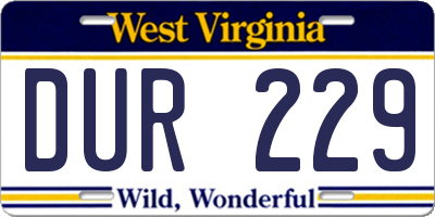 WV license plate DUR229