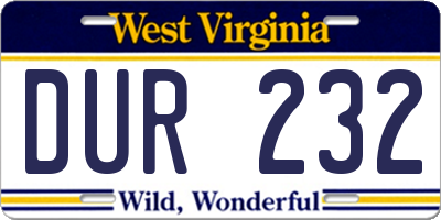 WV license plate DUR232