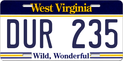 WV license plate DUR235