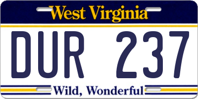 WV license plate DUR237