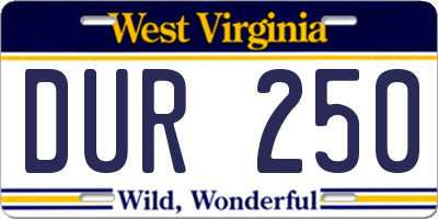 WV license plate DUR250
