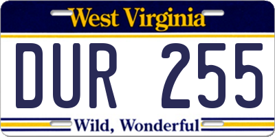 WV license plate DUR255