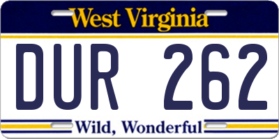 WV license plate DUR262