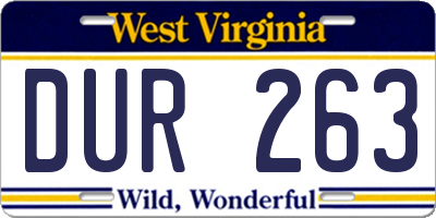 WV license plate DUR263