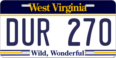 WV license plate DUR270