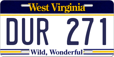 WV license plate DUR271