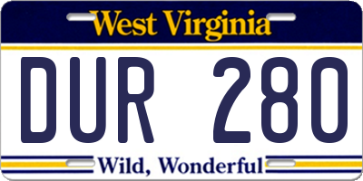 WV license plate DUR280
