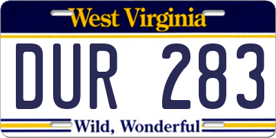 WV license plate DUR283