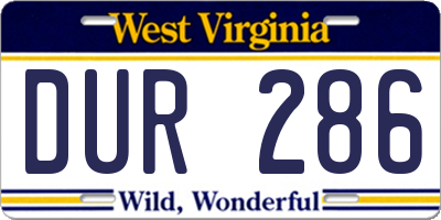 WV license plate DUR286