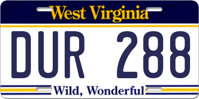 WV license plate DUR288