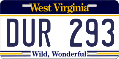 WV license plate DUR293