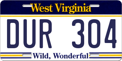 WV license plate DUR304