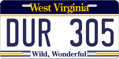 WV license plate DUR305