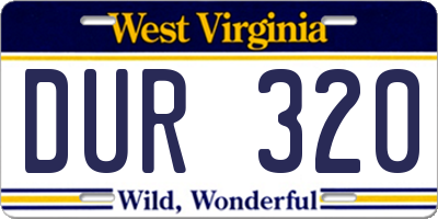 WV license plate DUR320